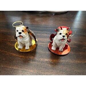 English Bulldog Angel Devil mini Decorations Ornaments